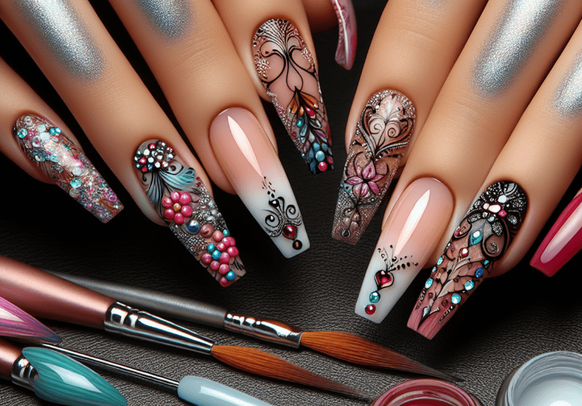 Beautiful Newly Manicured Nails with dazzling colors. types of manicures done at https://honolulunailsalons.com